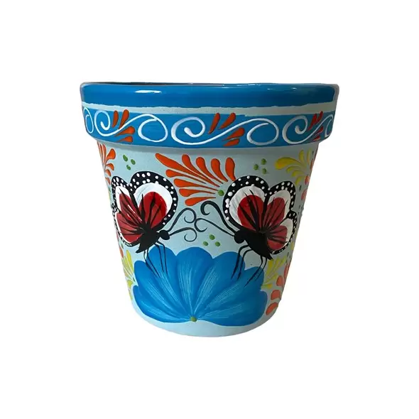 Talavera 7" Bella Especial Flower Pot Lite Blue