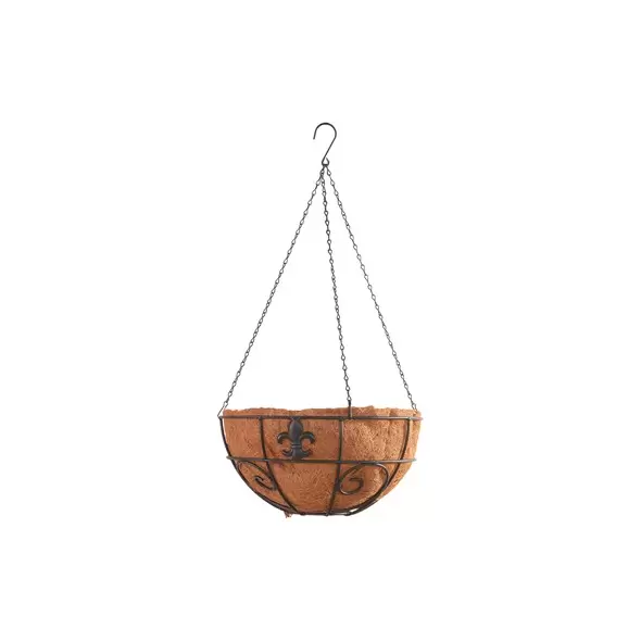 AGW 14" Lafayette Style Hanging Basket with Liner & Chain Black