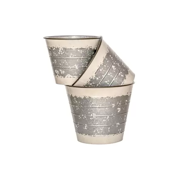 Deer Park Round Planters Silver/White Set of 3
