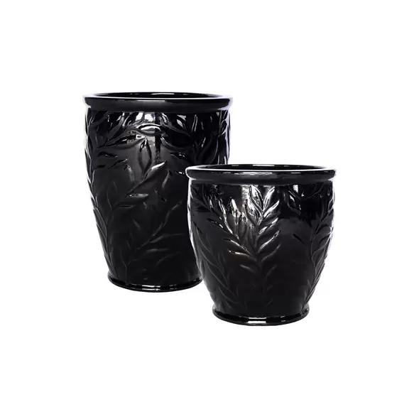 MCarr 30pc Round Fern Planter Pallet Glossy Black