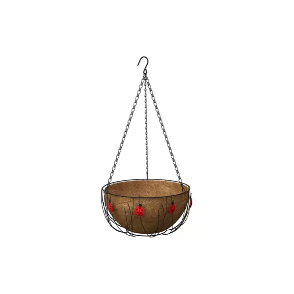 Panacea 14" D Ladybug Hanging Basket with Coco Liner