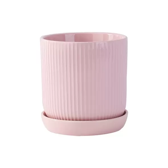 PHG 9"x9.5" Fluted Cylinder Planter Baby Pink 4/CS