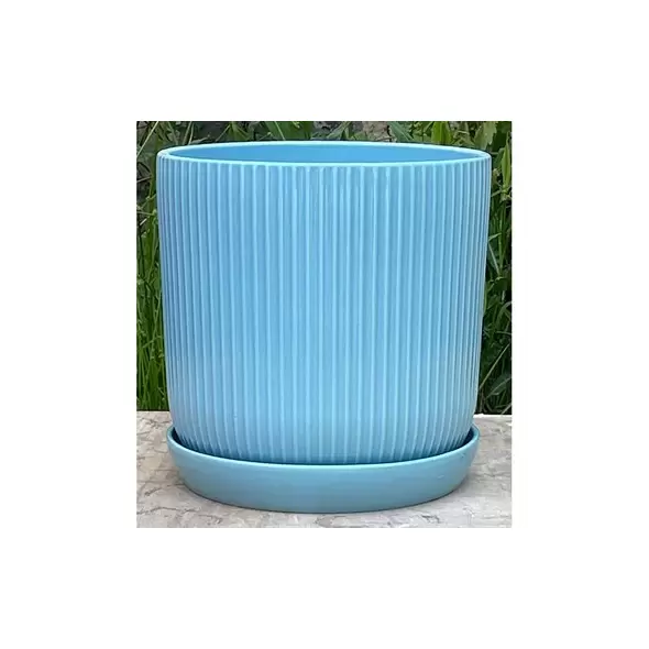 PHG 5"x5.5" Fluted Cylinder Planter Pastel Light Blue 8/CS