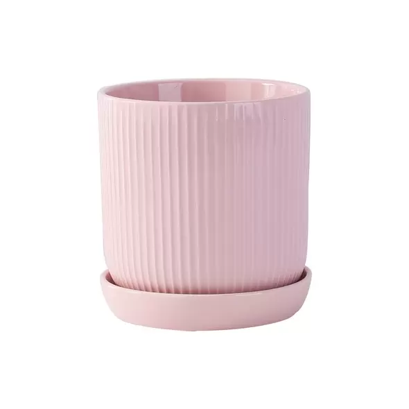 PHG 11"x11.5" Dotted Cylinder Planter Baby Pink 2/CS