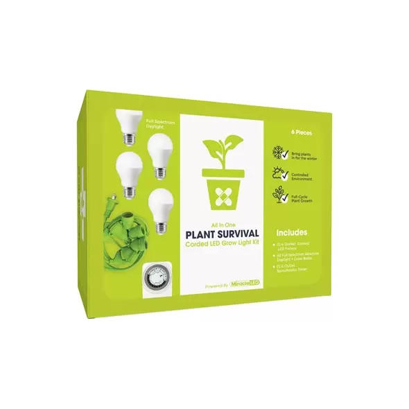 Miracle LED Plant Survival LED Grow Light Kit - 4-Socket - 6-Foot - Absolute Daylight + - Full Spectrum Grow Bulbs