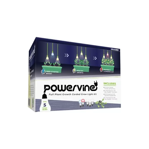 Miracle LED Powervine LED Grow Light Kit - 3-Socket - 4-Foot - 3 Spectrum Plant Life Cycle Grow Bulbs