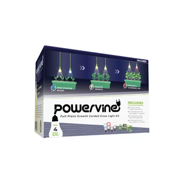 Miracle LED Powervine LED Grow Light Kit - 2-Socket - 3-Foot - 3 Spectrum Plant Life Cycle Grow Bulbs