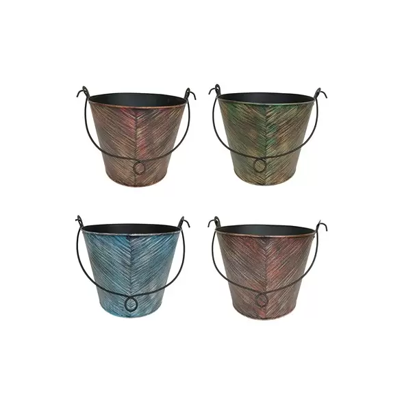 VCS 10" Pail Planter w/ Striped Paint