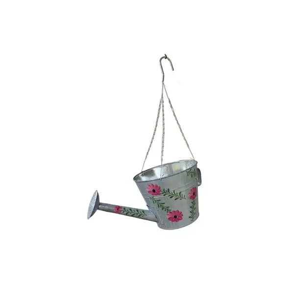 VCS 10" Hanging Watering Can Planter Handpainted Floral