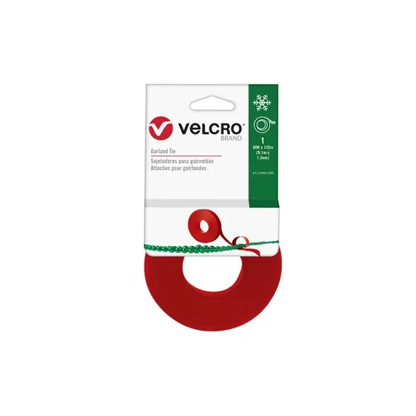 Velcro Brand 30' Garland Ties Roll Red