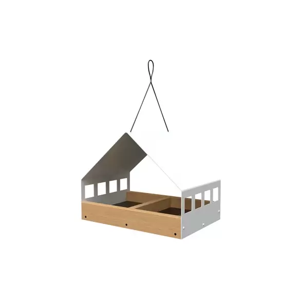 Woodlink Nordic Fly-thru Platform Feeder with Teak Finish White Metal Roof