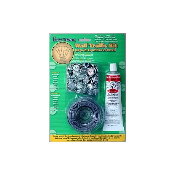 Tumax Wall Trellis Kit Grey w/ 90 Anchors, Glue & Wire Tape