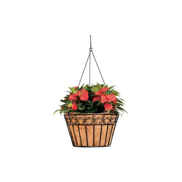 Deer Park 16" Hanging Daisy Ribbon Basket w/ Liner Black