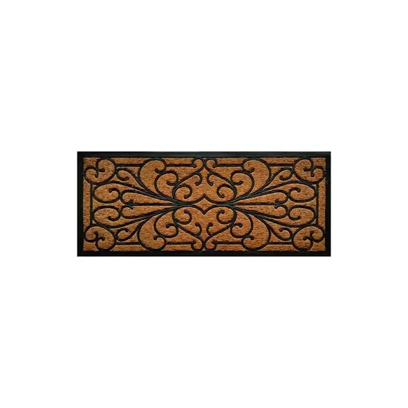 DHTG 18"x48" Deluxe Design Scroll Mansion Rubber Backed Coir Outdoor Doormat