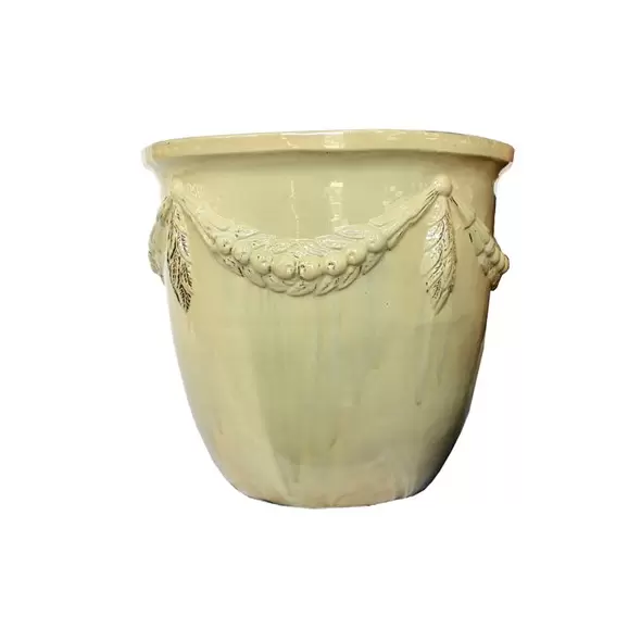 MCarr 5PC Rnd Roman Garland Flat Rim Planter Light Cream