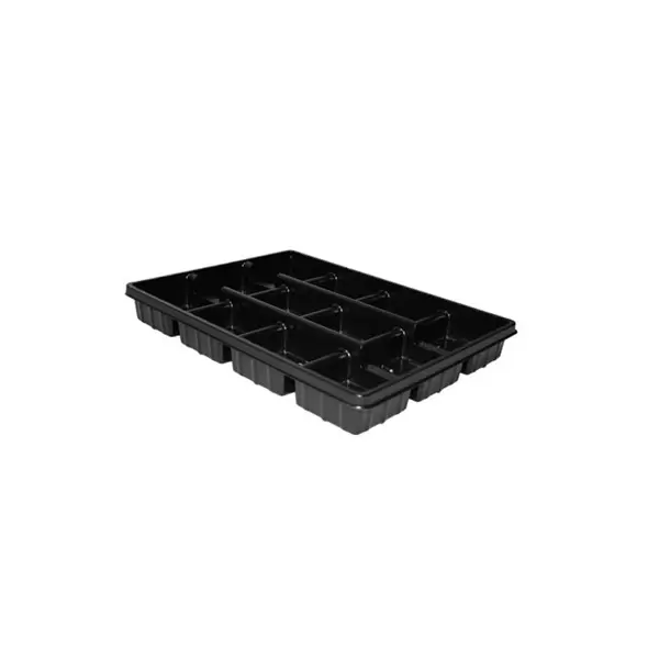 T. O. Plastics 4.5 Square Pot Tray 12 Count Press Fit Carrier Black 50 Per Case 30 Cases Per Pallet 705155C 04.50