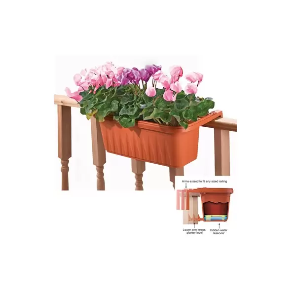 Apollo 20" Adjustable Railing Planter Terra Cotta