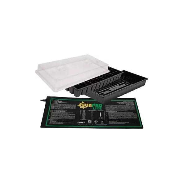 SunDome Seed Starting System - Includes 2" Humidity Dome, 72-Cell Seedling Insert, 11"x21" Watertight Base Tray 8 7/8"x19 1/2" SunPad Lite Seedling Heat Mat