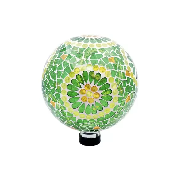 Gardener Select 10" Green Collage Glass Mosaic Garden Globe