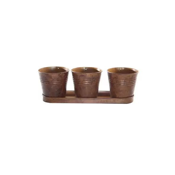 Gardener Select 3 Round Pots with Tray Rusty 12.6"x4.1"x4.3" 12/CS