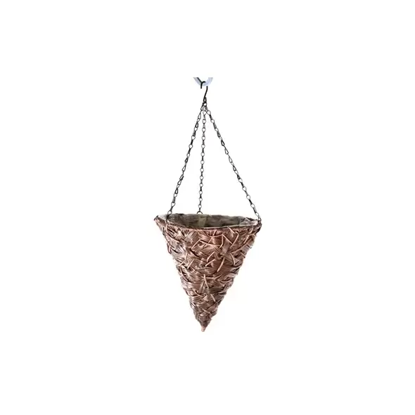 Gardener Select 12" Hanging Basket Cone Brown Wicker 3 Strand Hanger 6/CS