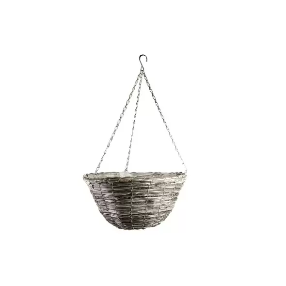 Gardener Select 14"' Round Grey/Black Plastic Hanging Basket with Chain Hanger 24/CS