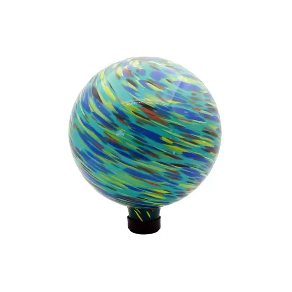 Gardener Select 10" Blue Green Swirl Planet Glass Garden Globe