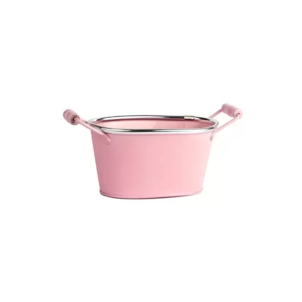 Gardener Select 6" Zinc Oval Planter with Handles Pink 6.1"x3.5"x3.2"