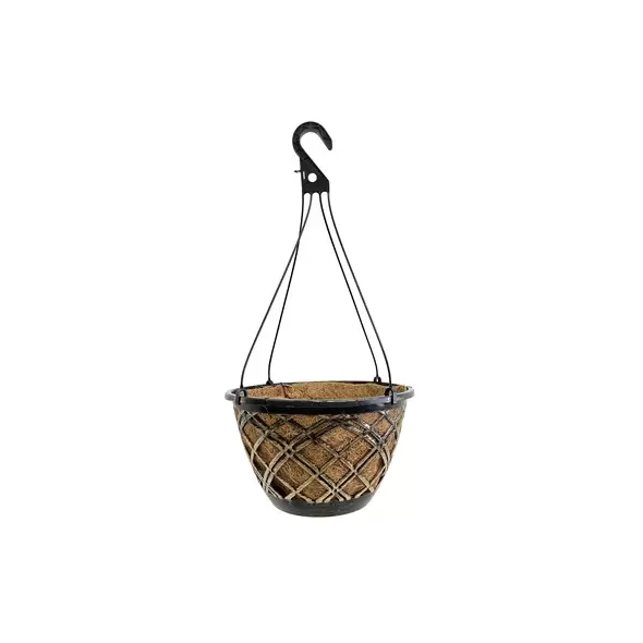 Grower Select 14.00 Cocolined Lattice Hanging Basket With Hanger, Gold, 20 per Case, 14in H x 8in H, 3 Gallon