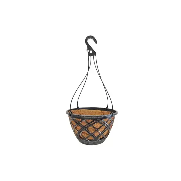 Grower Select 14.00 Cocolined Lattice Hanging Basket With Hanger, Silver, 20 per Case, 14in H x 8in H, 3 Gallon