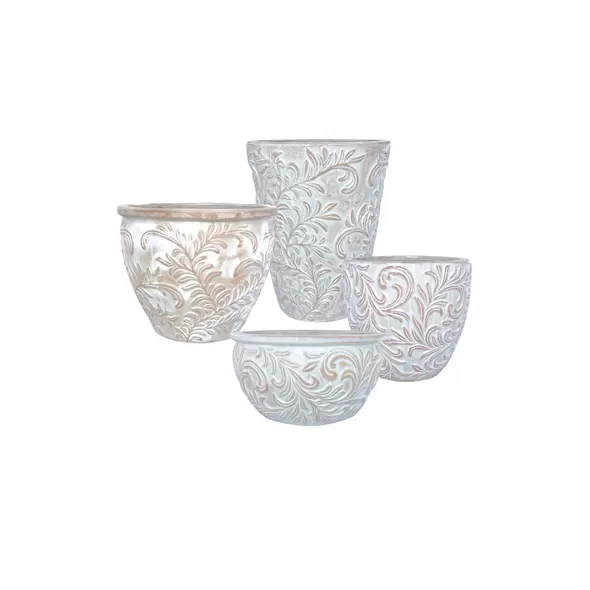 MCarr 26PC Lily Leaf Pltr Plt Antique White