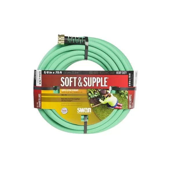 Swan 5/8"x75' Soft & Supple Reinforced Rubber/Vinyl Garden Hose