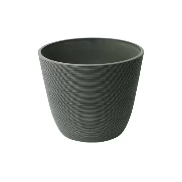 Algreen 14"x11" Round Ribbed Planter Charcoal