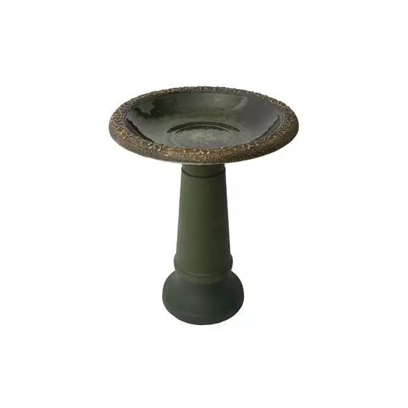 Algreen 20"x20"x20" Plastic/ Stone Composite Birdbath Green
