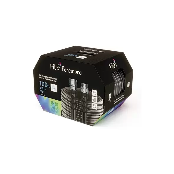 FITT 5/8"x100' Force Pro Grey w/ Blue Strip Hose
