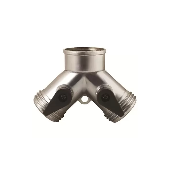 Melnor 2 Way Metal Hose Connector W/ Shut Off Valves
