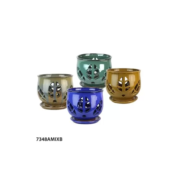 MCarr 4pc Tulip Leaf Orchid Pot Mixed Asst