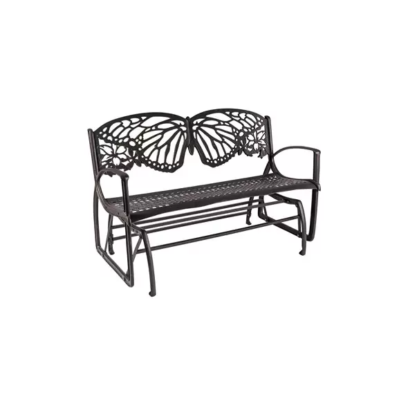 Painted Sky Glider Bench Butterfly Iron