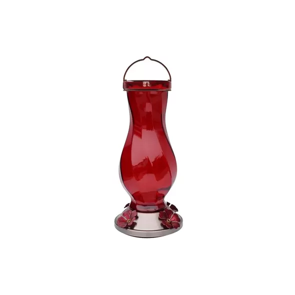 Friends of Flight 29oz Red Twisted Glass Hummingbird Feeder with Copper Metal Base