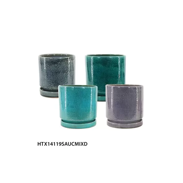 MCarr 18PC Round Cache Pot W/Saucer Mix Colors