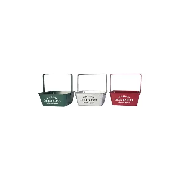 Panacea Sq Herb Planters With Handles Assorted Colors
