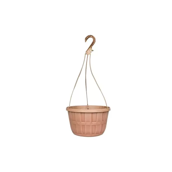 GROWER SELECT 10IN BUSHEL HANGING BASKET W/HANGER TAN W/BROWN WASH 24/CS