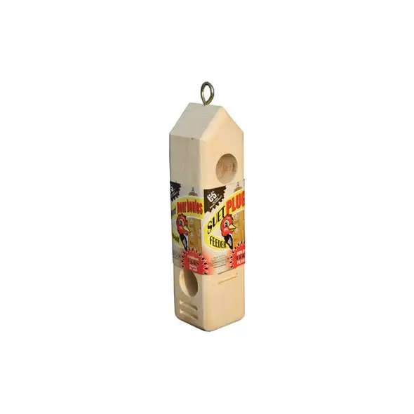 C&S Wooden Suet Plug Feeder Holds 4 Plugs
