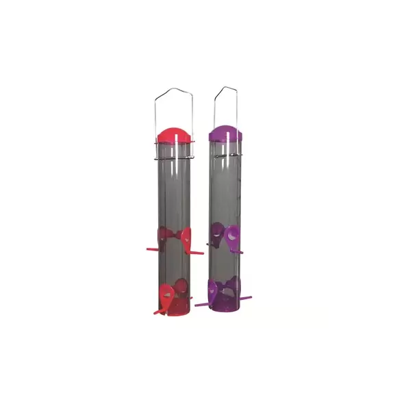 Audubon Dual Port Multi Color Plastic Tube Feeder