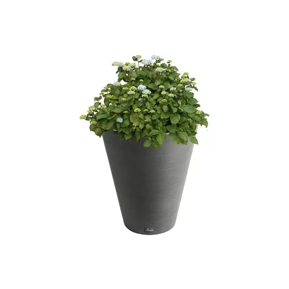 Algreen 15" D x 18.5" H Round Ribbed Planter Charcoal