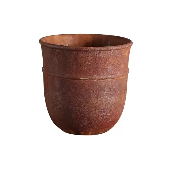 MCarr 5.7" Round Pot W/Saucer Rust