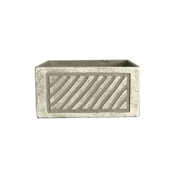 MCarr 7.9" Low Square Pot W/ Diagonal Stripe Antique Beige