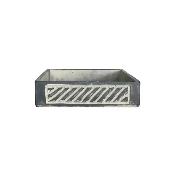 MCarr 11" Low Square Pot W/ Diagonal Stripe Gray