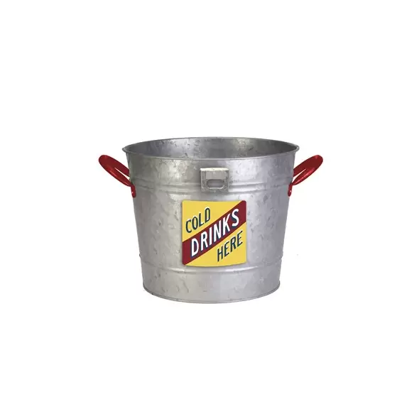 Panacea Vintage Galvanized Ice Bucket/Planter With Bottle Opener