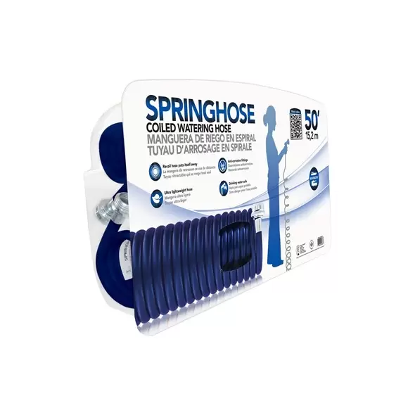 Plastair Springhose W/ Nozzle 50' Blue